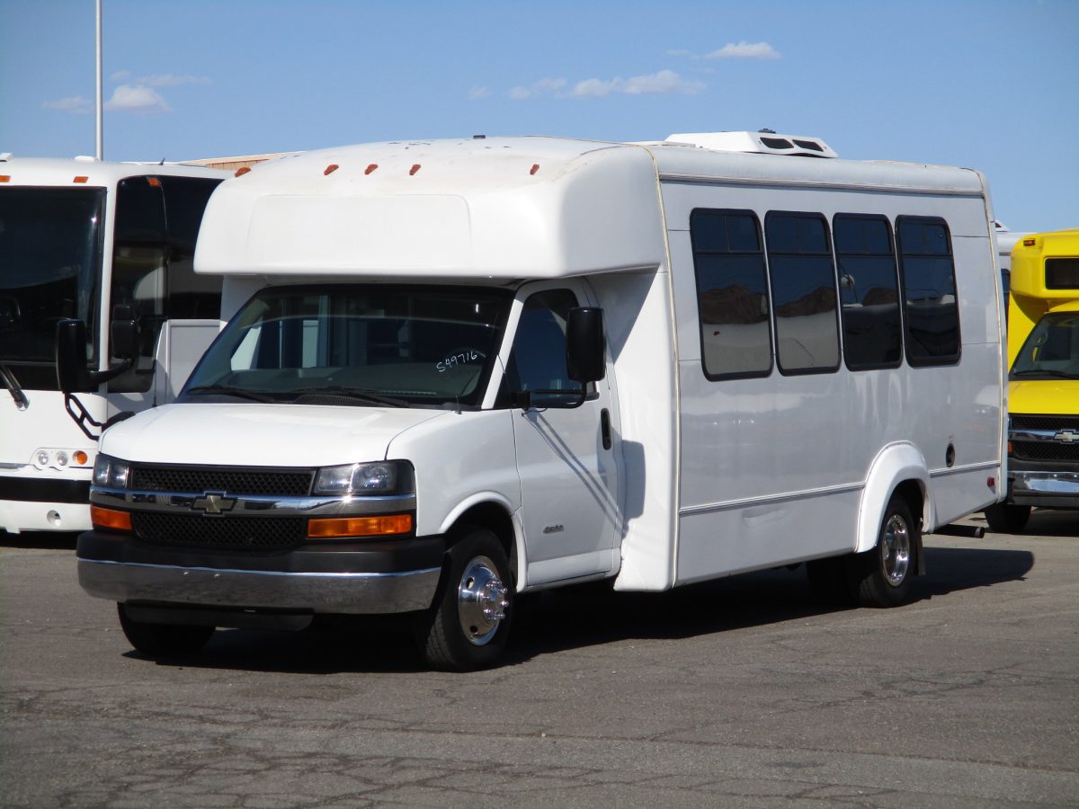 Front Drivers View of 2012 Elkhart Coach Wheelchair Shuttle Bus