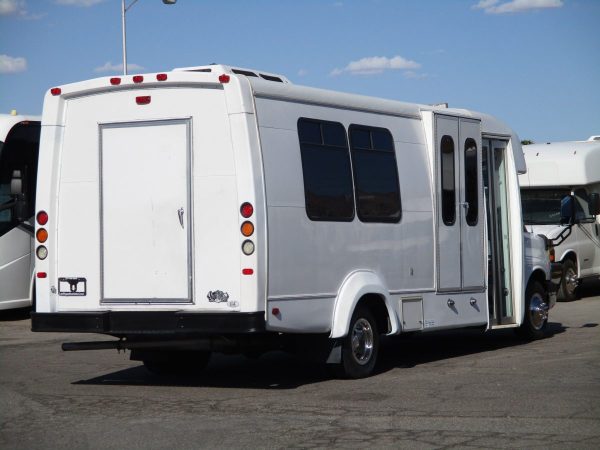 Rear Passenger Side View of 2012 Elkhart Coach Wheelchair Shuttle Bus