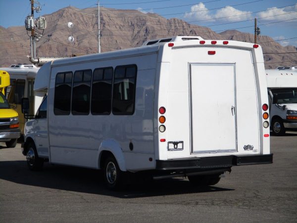 Rear Drivers Side View of 2012 Elkhart Coach Wheelchair Shuttle Bus