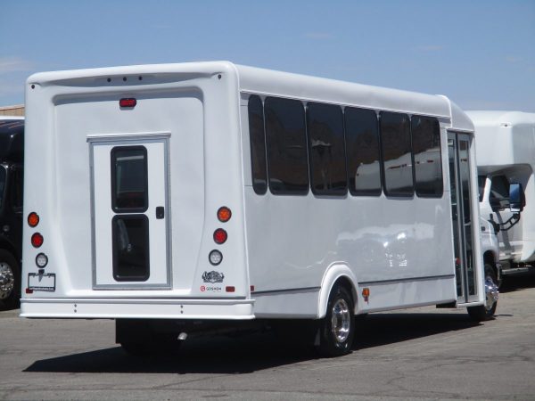 Rear Passenger Side View of New 2018 Goshen Impulse Shuttle Bus