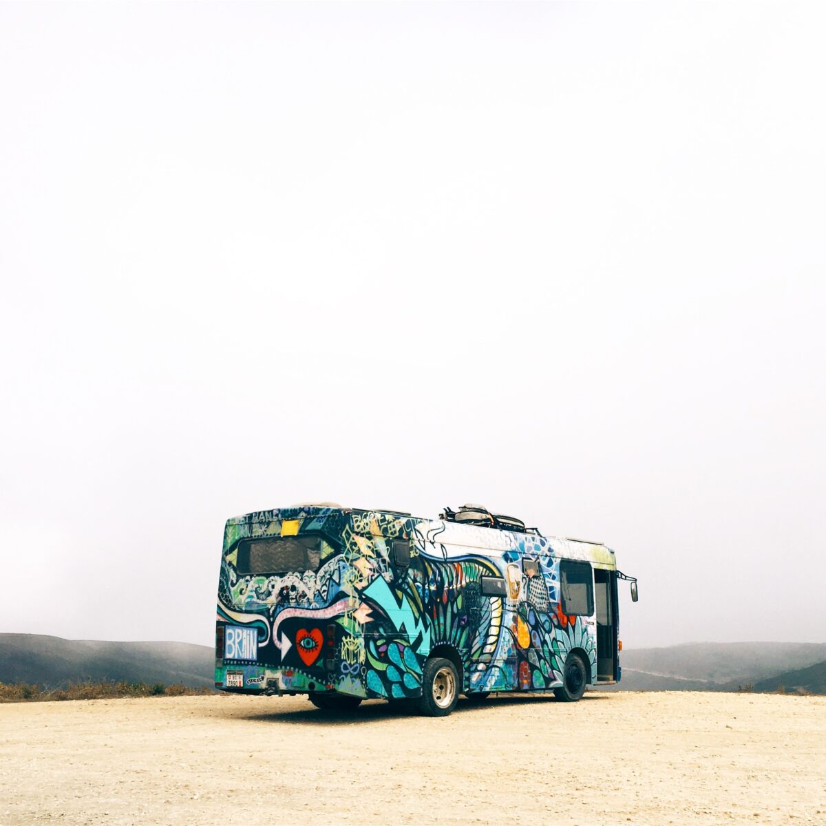 Painted coach bus